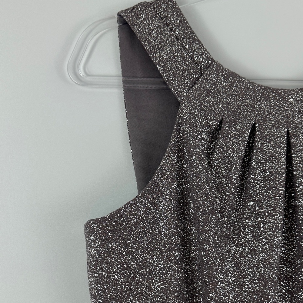 NWT Eliza J Foiled Knit Halter Sheath Dress Lilac Metallic Cocktail 10 - Picture 5 of 11